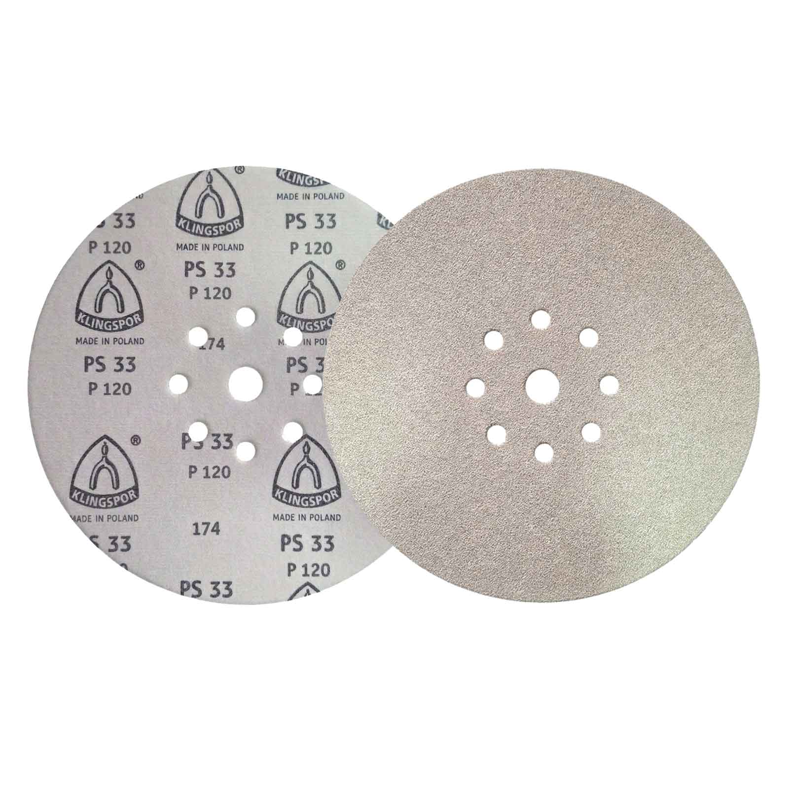 Disco de Lixa 225mm Klingspor PS33 P120 para Lixadeira Girafa 9″ Teto e Parede - Imagem 5