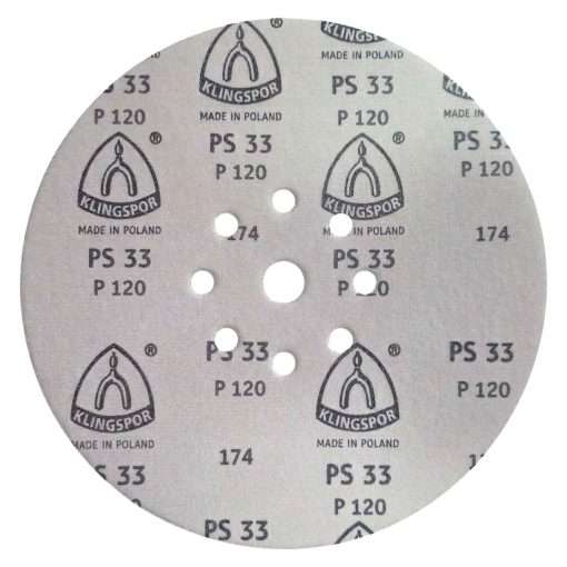Disco de Lixa 225mm Klingspor PS33 P120 para Lixadeira Girafa 9″ Teto e Parede - Imagem 4