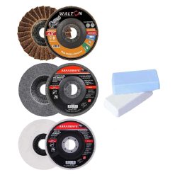 KIT DISCO DE POLIMENTO 4.1/2" ALUMÍNIO, INOX EM 3 ETAPAS - 5 PEÇAS - ABRASMAFE