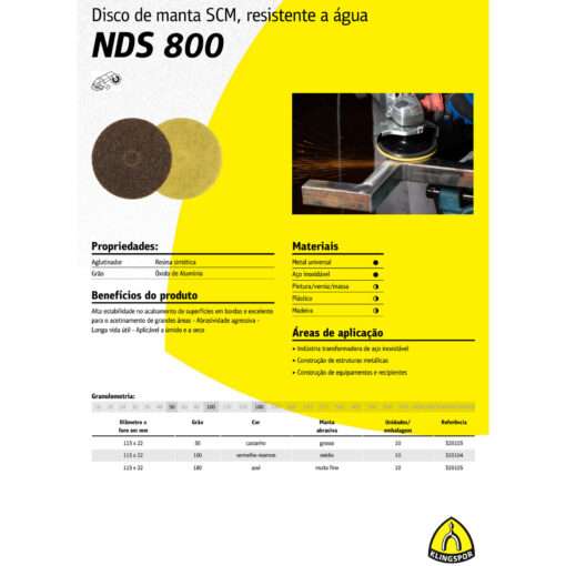 Disco de Manta Abrasiva Grossa Grão 50 Klingspor NDS 800 115mm para Inox - Imagem 3