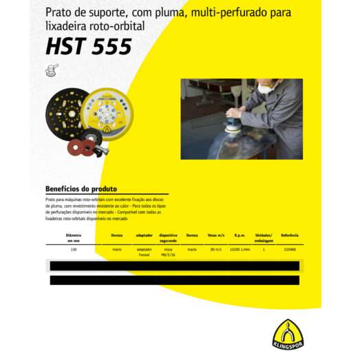 Suporte Para Disco de Lixa com Pluma HST 555 Soft 150mm Klingspor para Lixadeira Roto-Orbital Festool - Imagem 2